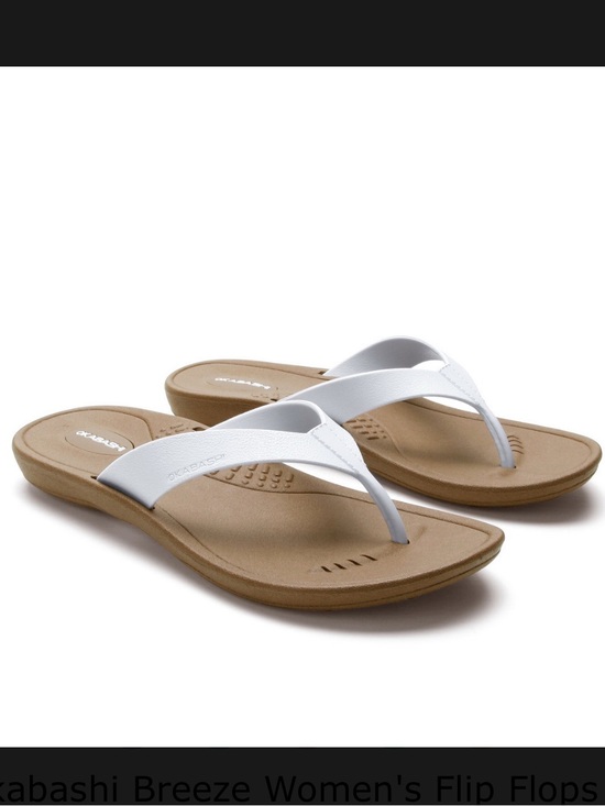 Okabashi Shoes - Okabashi Women's White and Tan Flip Flop Sandals